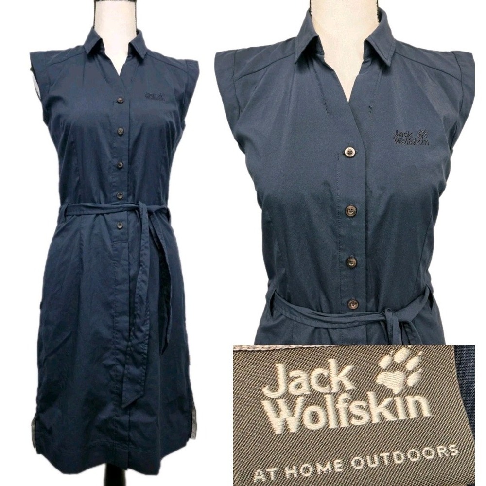 Jack Wolfskin Womens XS Shirt Dress Belted Outdoor Utility Hiking Gorpcore 3289
